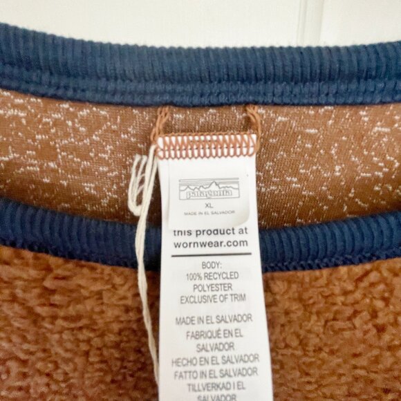 NEW Patagonia Women's Shearling Fleece Crew Top Sweatshirt Size XL Brown NWT - Picture 3 of 10